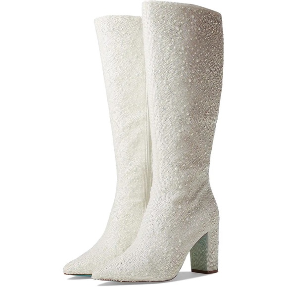 Blue by Betsey Johnson Shoes - White Pearl Betsey Johnson Candy Boots